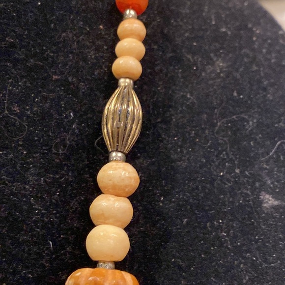 Carnelian and OrganicBeaded Necklace. Silver Tone Findings. No Clasp - Picture 6 of 10